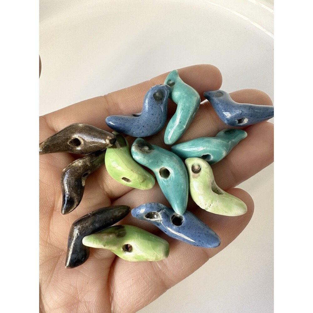 Vintage Handmade Fetish Ceramic Bird Beads Lot